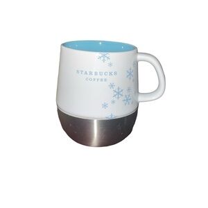Starbucks Snowflakes Coffee Mug Holiday 2007 Aqua Blue Stainless Steel 14 Oz❄️
